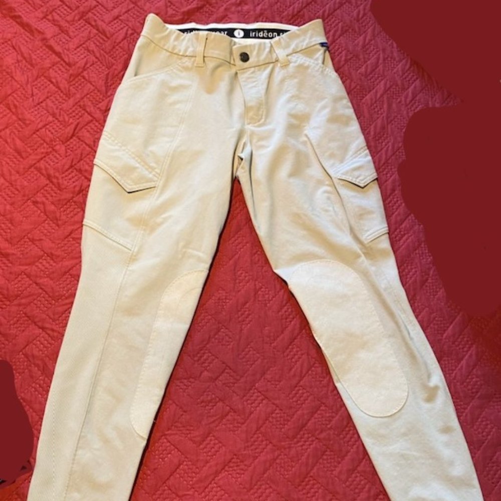 Irideon Cargo Knee Patch Breeches, tan, size 26 FREE SHIPPING